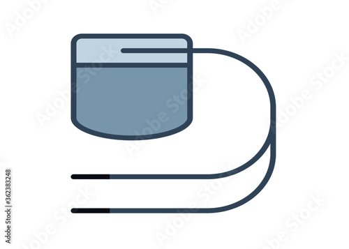 Artificial cardiac pacemaker icon. line and glyph version, outline and filled vector sign. Heart and heartbeat linear and full pictogram. Cardiology symbol logo illustration. Different style icons set
