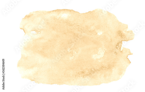 Beige watercolor, pastel background with clear borders and natural splashes. Sand color watercolor brush stains. Copy space.