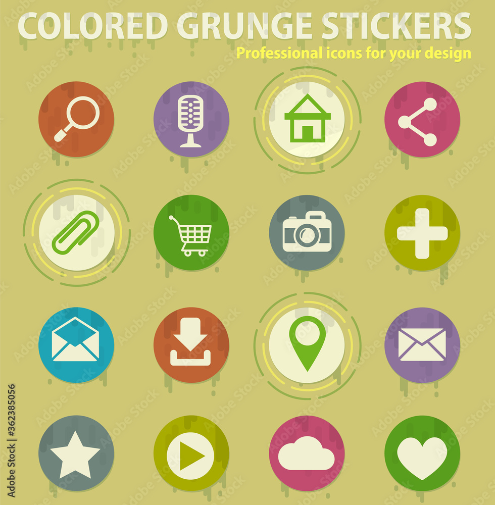 user interface colored grunge icons user interface colored grunge icons