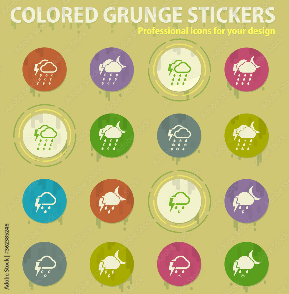 Weather colored grunge icons