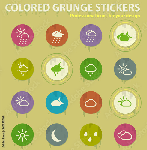 Weather colored grunge icons