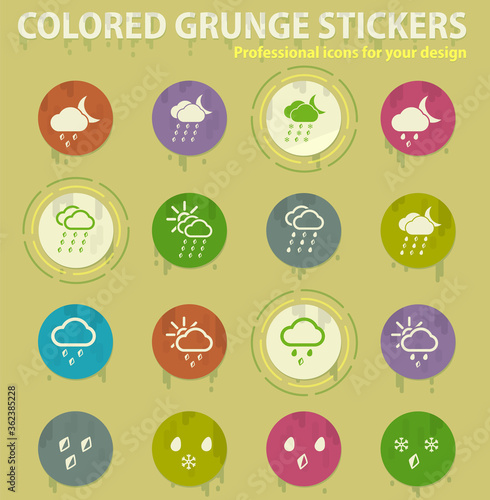 Weather colored grunge icons