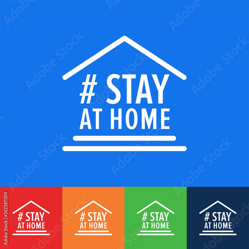 Stay At Home Text Under House Roof.