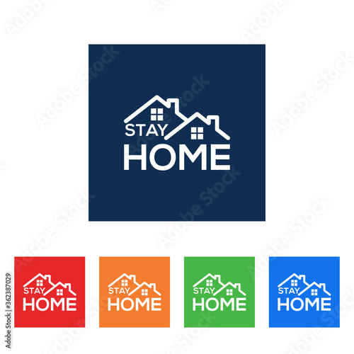 Stay At Home Text Under House Roof.