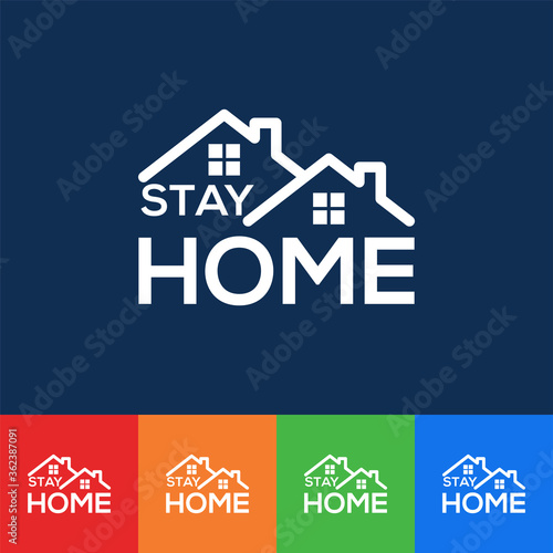 Stay At Home Text Under House Roof.
