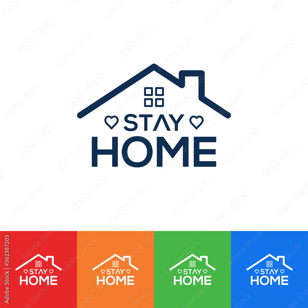 Stay At Home Text Under House Roof. Stay At Home Text Under House Roof.