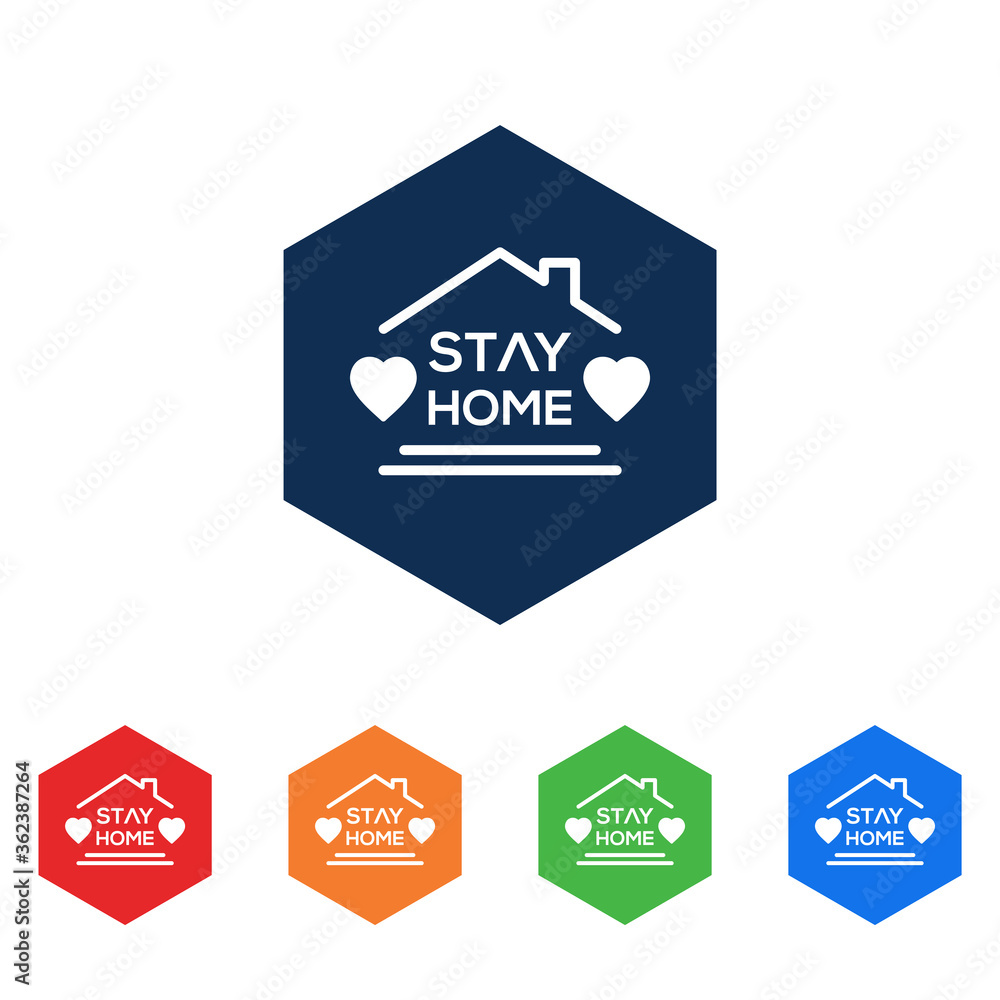Stay At Home Text Under House Roof. Stay At Home Text Under House Roof.
