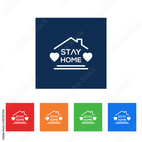 Stay At Home Text Under House Roof.