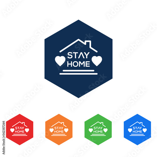 Stay At Home Text Under House Roof.