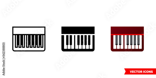 Piano icon of 3 types. Isolated vector sign symbol.