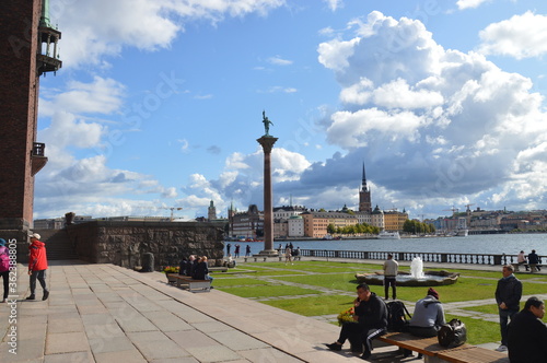 Canvas Print view of an old town hall stockholm monument
