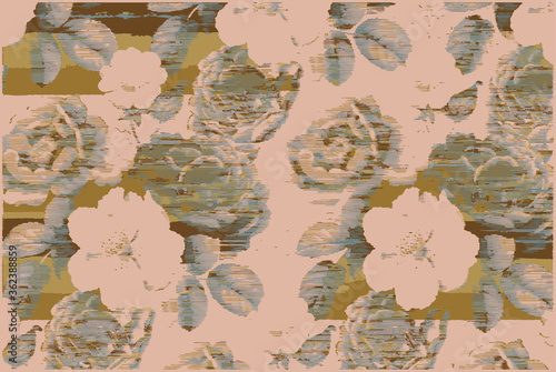 pastel tones pale colors animal skin textures  and roses tropical florals mixed scarf, carpet or rug digital pattern vector pattern 
