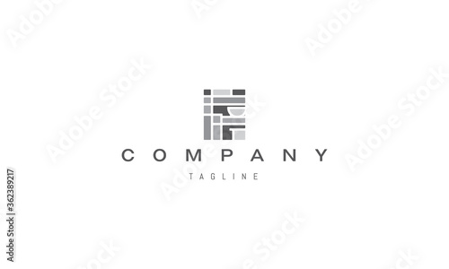 Vector logo on which an abstract image of concrete products of different shapes.