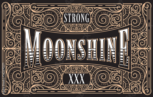 Moonshine vintage decorative ornate label design