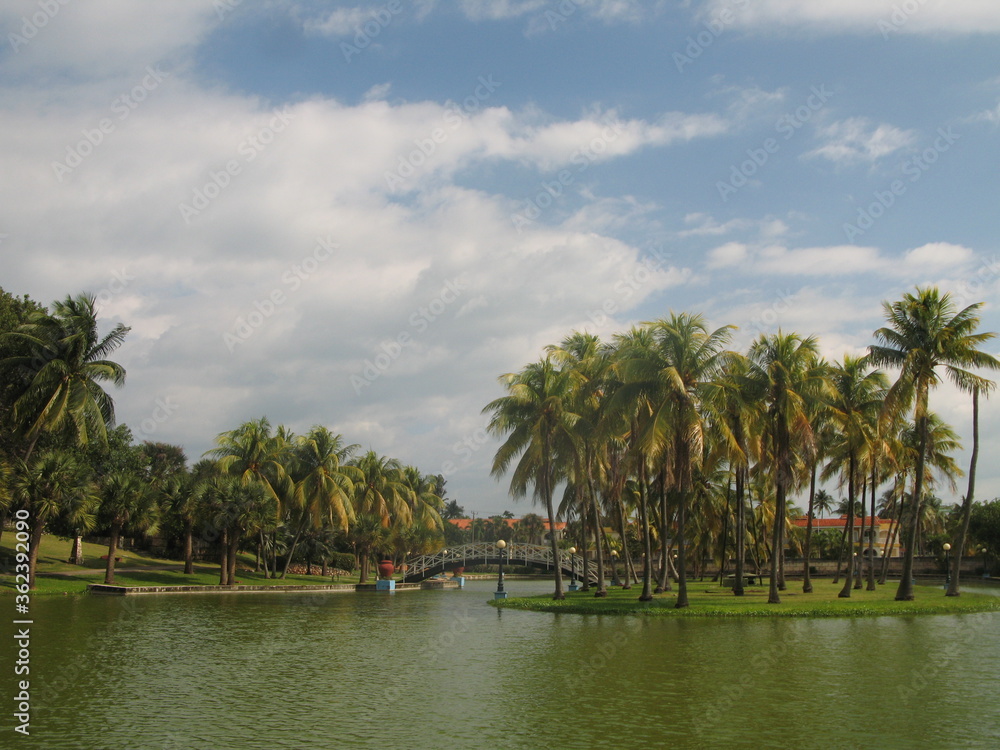 Josone Park, Varadero, Cuba - public park with lagoon and palm trees Josone Park, Varadero, Cuba - public park with lagoon and palm trees