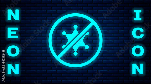 Glowing neon Protest icon isolated on brick wall background. Meeting, protester, picket, speech, banner, protest placard, petition, leader leaflet Vector