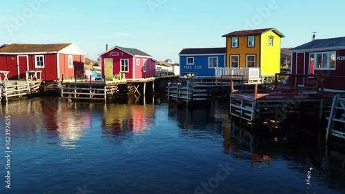 Traditional Newfoundland and Labrador fishing stages. 