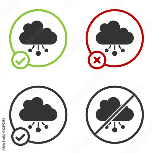 Black Cryptocurrency cloud mining icon isolated on white background. Blockchain technology, bitcoin, digital money market, cryptocoin wallet. Circle button. Vector.