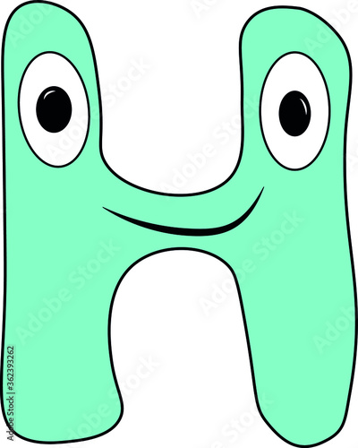 Obraz na płótnie Funny children's colorful bright alphabet. The Letter H. Funny round surprised eyes. A friendly image. Joking friends of the letter. w salonie