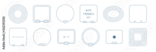 Nautical vector frame. Rope knot border design