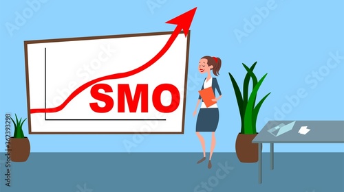 SMO increase red graph with business women