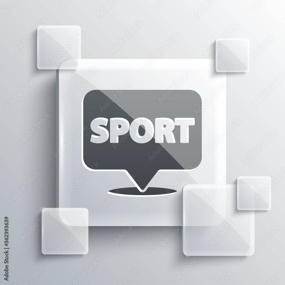 Grey Location gym icon isolated on grey background. Square glass panels. Vector. Grey Location gym icon isolated on grey background. Square glass panels. Vector.