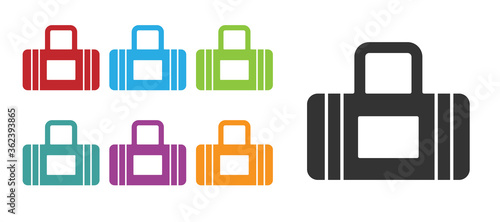 Black Sport bag icon isolated on white background. Set icons colorful. Vector.
