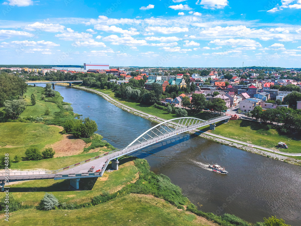 Aerial view over the city of Wronki, Poland - obrazy, fototapety, plakaty 