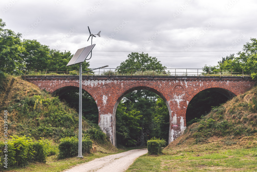 Old German viaduct in Nojewo village, Poland