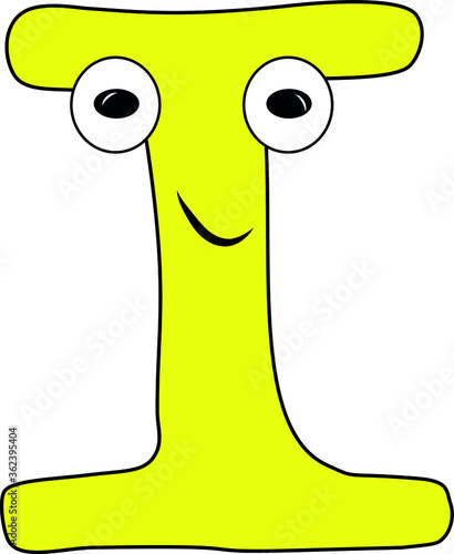 Obraz na płótnie Funny children's colorful bright alphabet. The Letter I. Funny round surprised eyes. A friendly image. Joking friends of the letter. w salonie