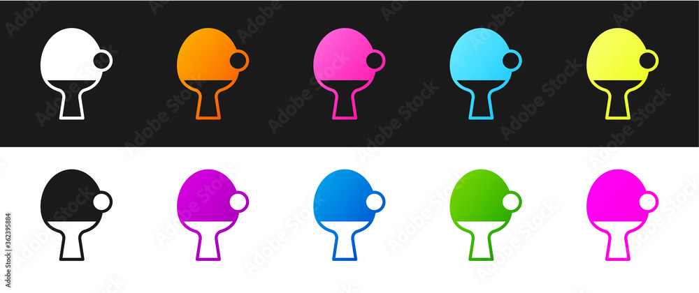 Set Racket for playing table tennis icon isolated on black and white background. Vector. Set Racket for playing table tennis icon isolated on black and white background. Vector.