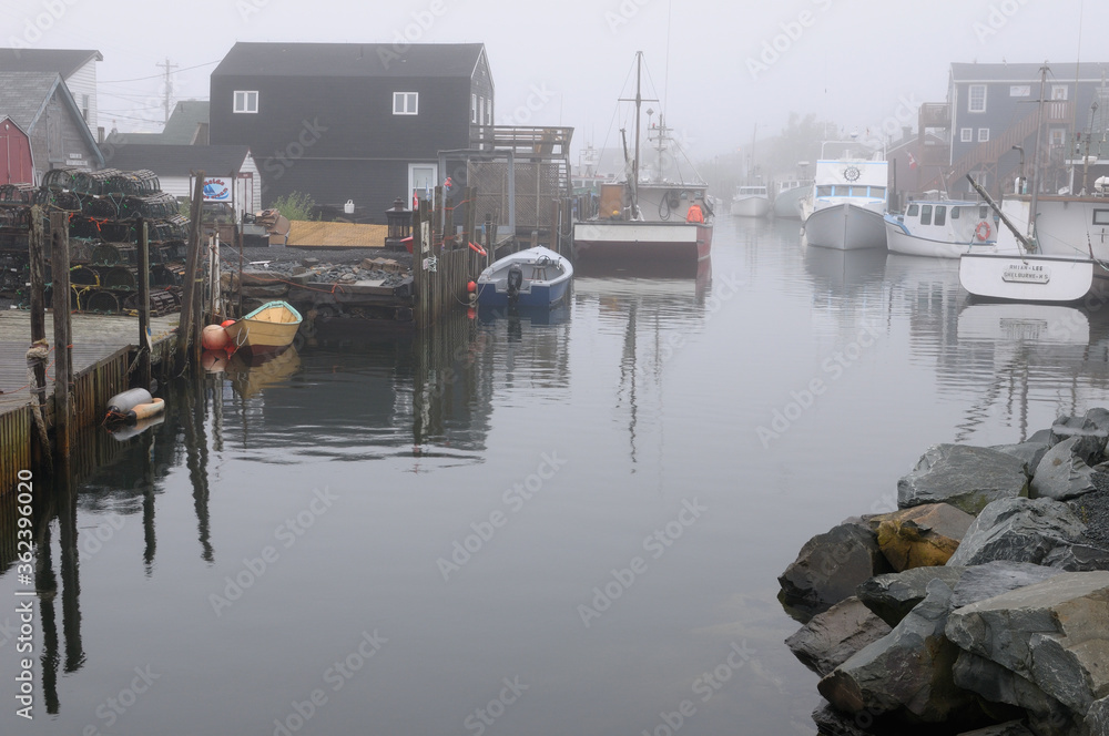 The Crick in fog at Fishermans Cove Eastern Passage Halifax Nova Scotia