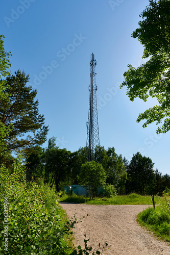 Canvas Print Mobile mast in the forest outside Stockholm at Värmdö