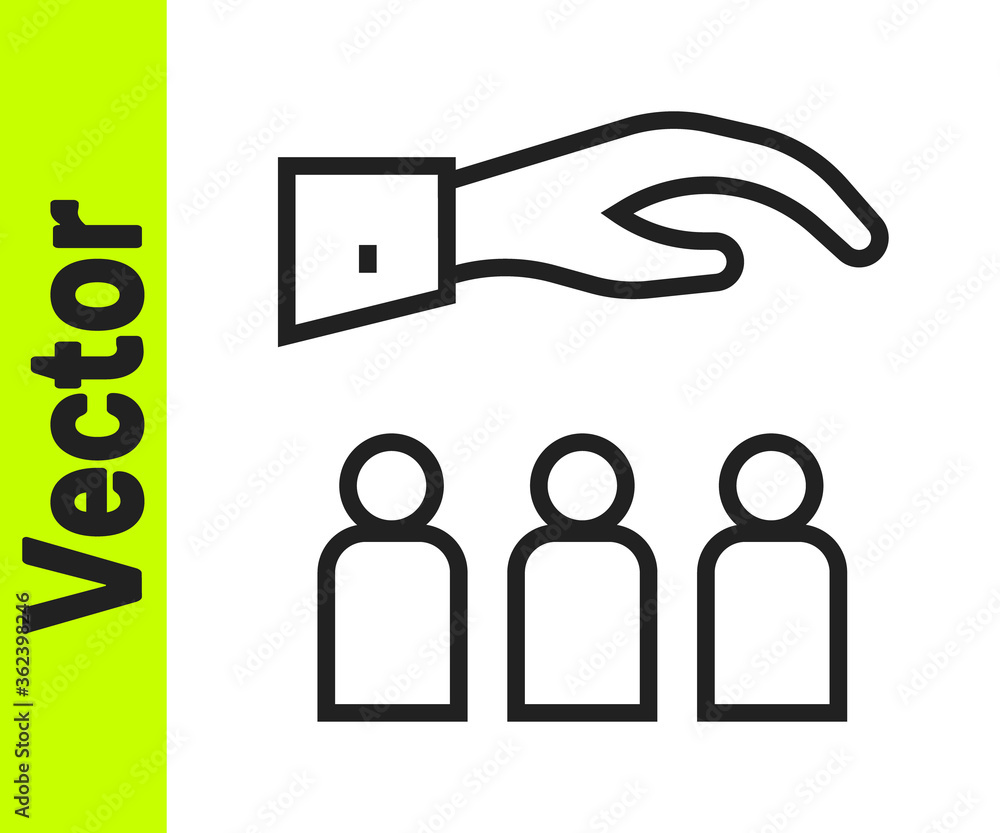 Black line Boss with employee icon isolated on white background. Vector. Black line Boss with employee icon isolated on white background. Vector.
