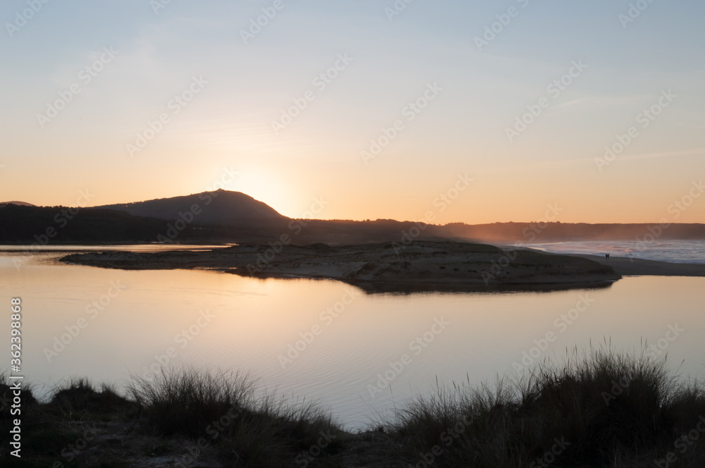 Winter sunset at Valdovinho lake on the left side