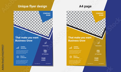 Flyers design template vector. Brochure report business magazine poster. Cover book minimal portfolio presentation and abstract green shape and city in A4 layout.