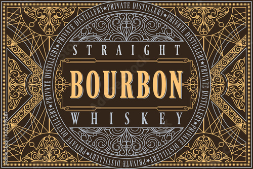 Bourbon whiskey - ornate vintage decorative label
