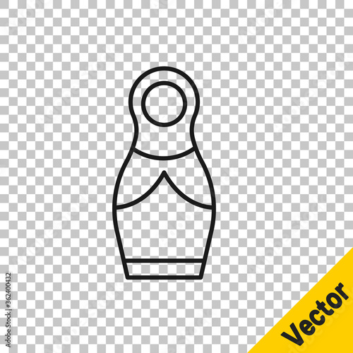 Black line Russian doll matryoshka icon isolated on transparent background. Vector.