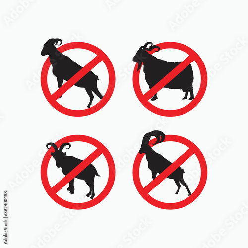 no sheep, no angora goat, no billy goat, no big horn goat - goat, sheep, lamb logo emblem or button icon silhouette - mammal, animal vector icon