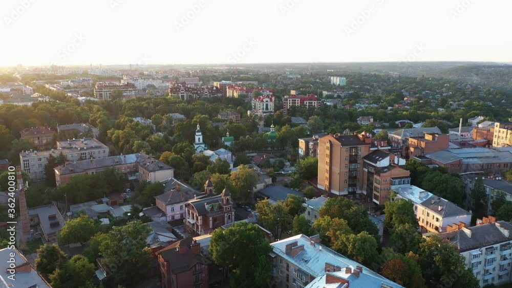 Poltava city landscape aerial view on the sunset. Poltava city landscape aerial view on the sunset.