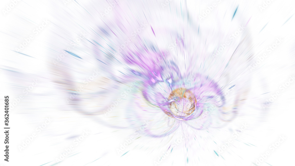 Obraz premium Abstract orange and violet blurred neon rays. Holiday background with fantastic light effect. Digital fractal art. 3d rendering.