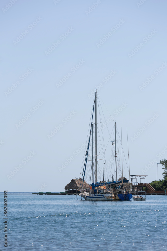 Sailboat on a Caribbean Coast