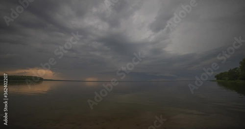 lake at sunset. Time Lapse Shooting