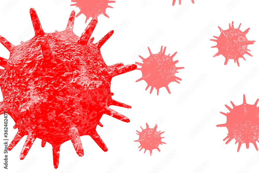 Coronavirus 2019 COVID-19 biology isolated on white graphic background. 3D illustration