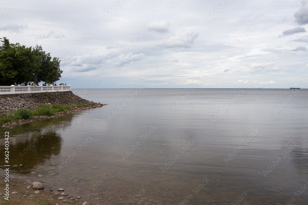 Embankment in Petergof City near the Baltic Sea