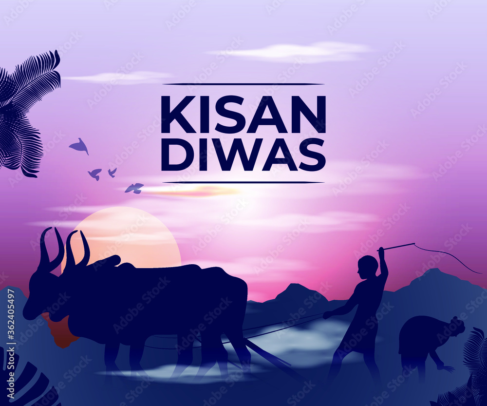 vector illustration for Indian day kisan diwas means farmer days. Stock ...