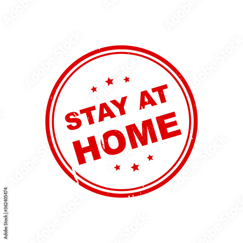 Stay at home grunge rubber stamp