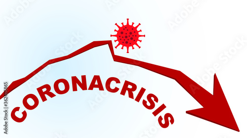 Coronacrisis on broken red line Vector illustration