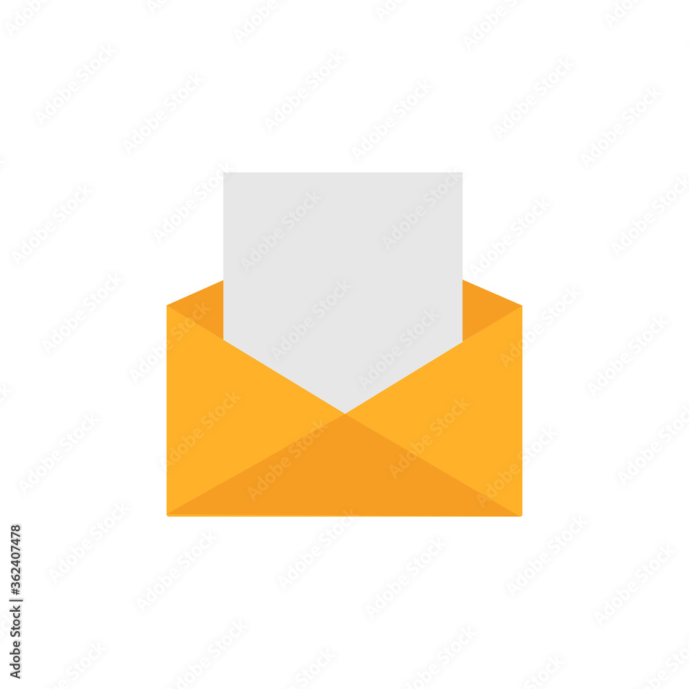 Yellow email flat icon isolated on white background. Vector illustration. Yellow email flat icon isolated on white background. Vector illustration.
