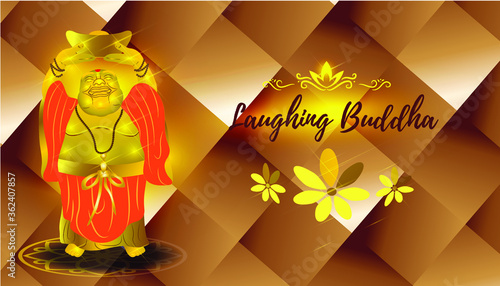 vector illustration for Laughing Buddha with shiny star night background